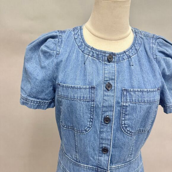 J. Crew Point Sure Patch-pocket utility jumpsuit in indigo denim Size 4 Wide Leg - Picture 7 of 16